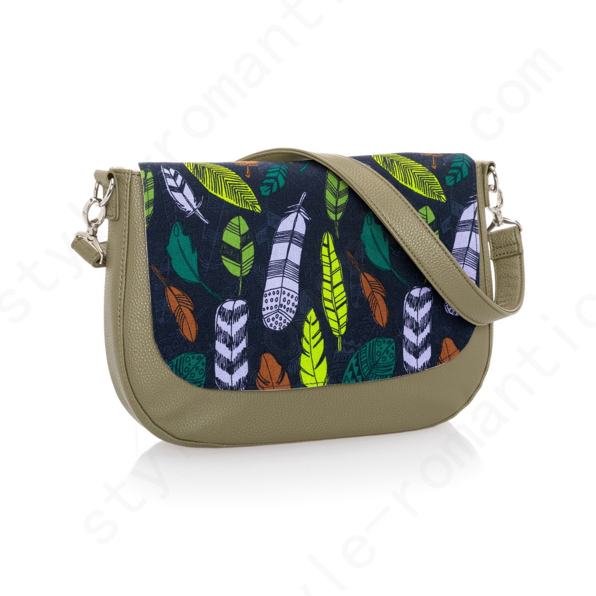 Thirty-One Gifts Studio Thirty-One Classic - Ooh-La-La Olive Pebble W/ Falling Feathers Bag Accessories - -0