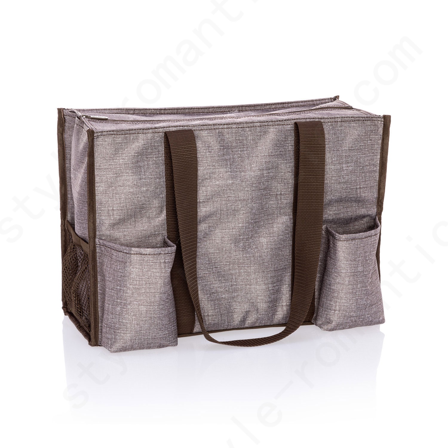 Thirty-One Gifts Zip-Top Organizing Utility Tote - Mocha Crosshatch - Thirty-One Gifts Zip-Top Organizing Utility Tote - Mocha Crosshatch